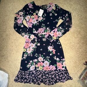 Divided by H&M long sleeve mini dress floral print